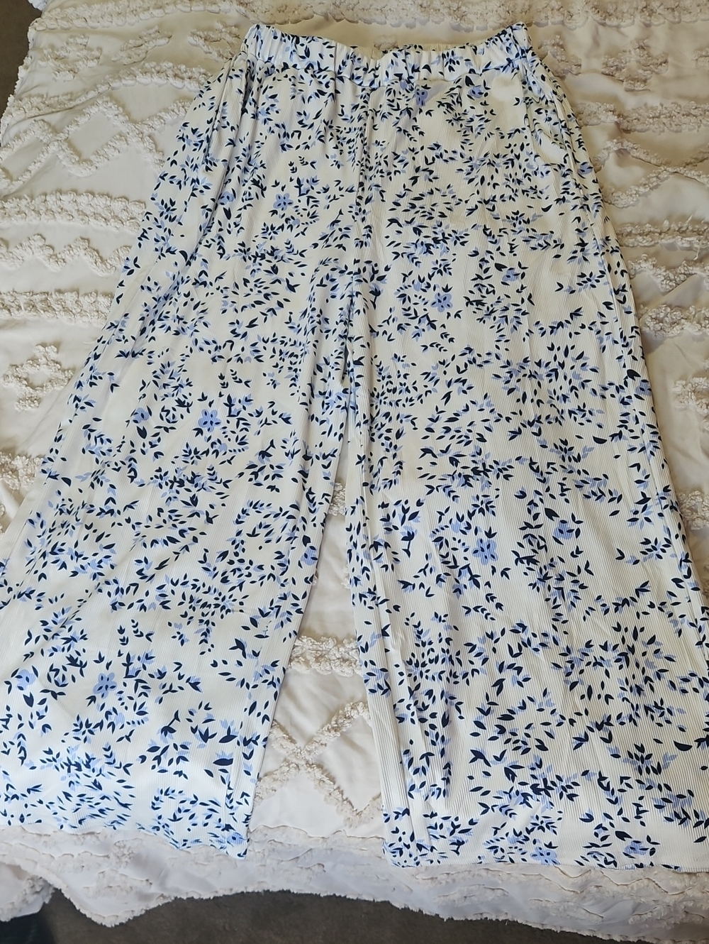 Womens Wide-Leg Floral Lounge Pants